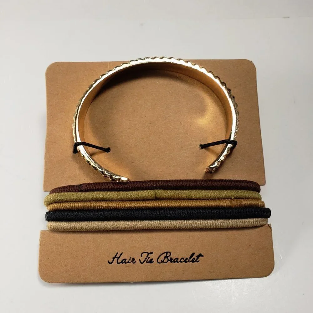 Francesca's Gold-Tone Hair Tie Bracelet with Multi-Color Elastic Bands